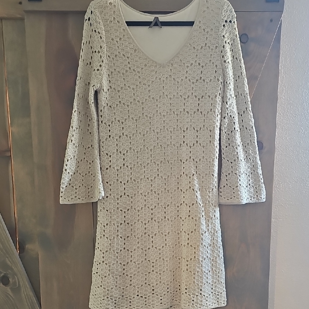 Stetson Cream Long Sleeve Crochet Dress